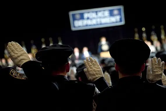 Mayor Bill de Blasio delivers remarks at the NYPD graduation at Madison Square Garden ED REED/MAYORAL PHOTOGRAPHY OFFICE